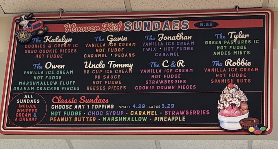 Printed menu with wraps and sandwiches.